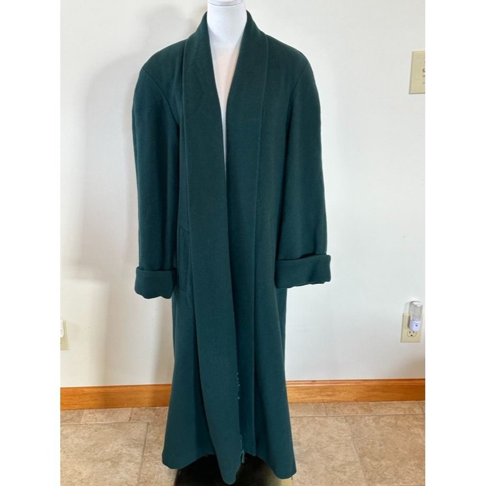 Julia Klein Size 14 Long Wool Coat Green Peacoat